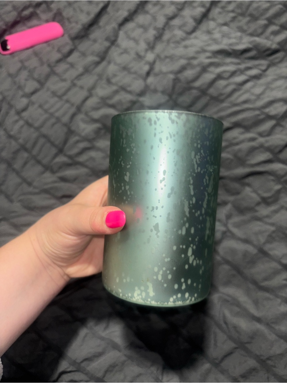 Green Speckled Glass Votive Holder - Home Accents